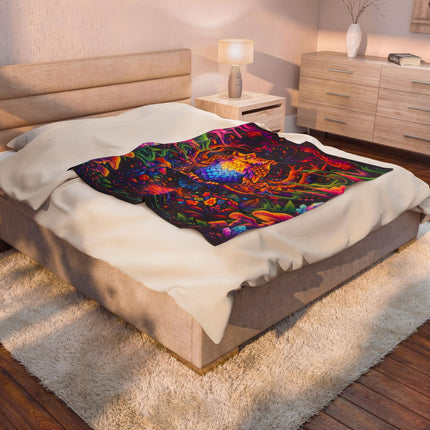 PSYCHEDELIC FOREST OWL Trippy Mushroom Blanket