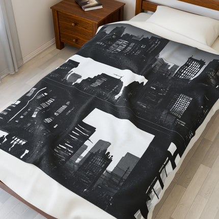 CITY SKYLINE NIGHT Blanket - Big Skyscraper Comic Style Panel Cover