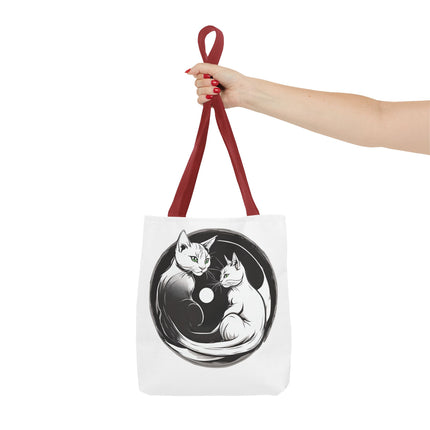 Cat Tote Bag | Moon Light Cats | Emerald Green Eyes Grocery Bag | Moonlit Mews Print Shopping Bag | Two Sided Office Carrier