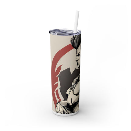 FUTURISTIC CYBER PUNK Skinny Tumbler - Sexy Cyborg Leather Clad Spike Mohawk Girl Insulated Cup