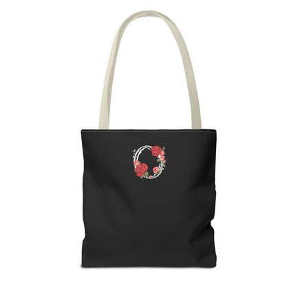 Custom Letter Personalized Tote | Rose Flowered Grocery Travel Bag | Floral Print Roses Office Laptop & Books or Exercise Overnight Carrier