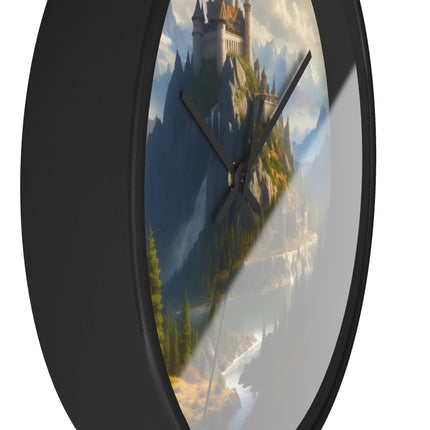 MEDIEVAL CASTLE FALLS Wall Clock - Waterfall Fantasy Landscape Decor