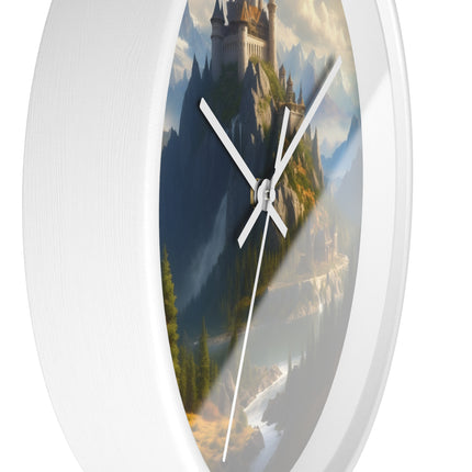 MEDIEVAL CASTLE FALLS Wall Clock - Waterfall Fantasy Landscape Decor