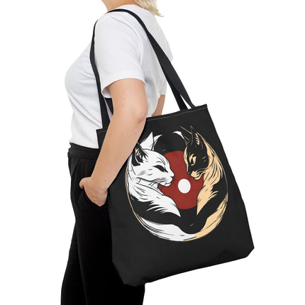 Cat Lovers Tote | Moon Lit Love Cat Grocery Bag | Feline Frisky Office Travel Carrier | Moonlight Kittens Cotton Traveler Tote