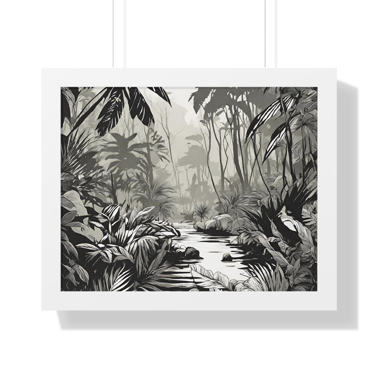 Wall Decor, Jungle Scene, Framed Wall Hanging, Black Shadow Print, Nature Scene Picture, Living Room Poster, Office Scenery