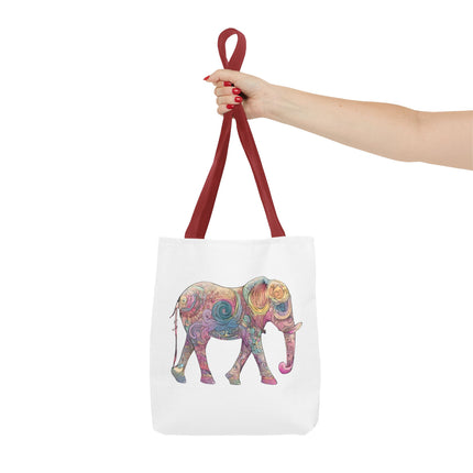 Elephant Lovers Tote | Majestic Color Pattern Custom Grocery Bag | Animal Gift Office Travel Carrier | Wild Woodland Business Traveler