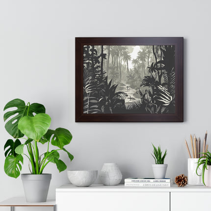 Wall Decor, Jungle Scene, Framed Wall Hanging, Black Shadow Print, Nature Scene Picture, Living Room Poster, Office Scenery