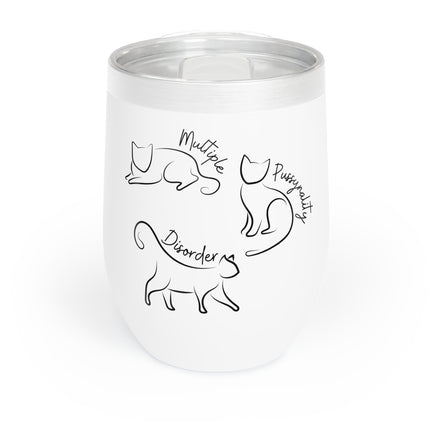 MULTIPLE PUSSYNALITY DISORDER Wine Tumbler - Cat Lovers Funny Personality Cup