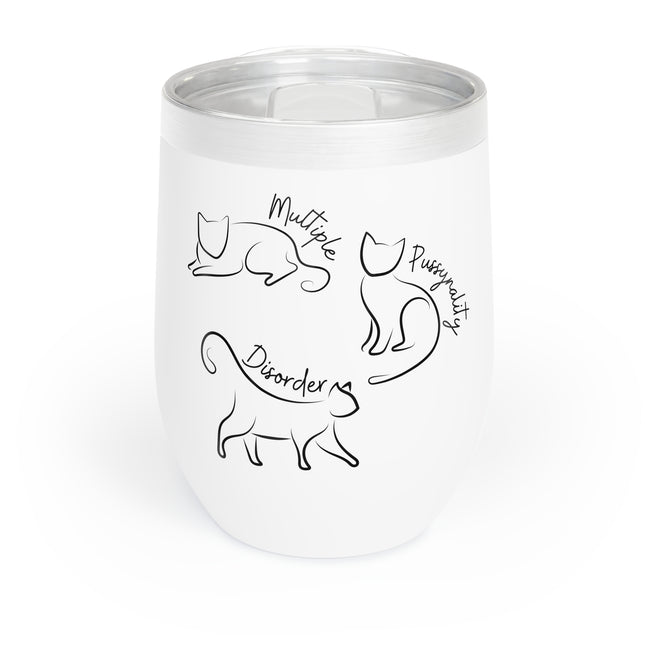 MULTIPLE PUSSYNALITY DISORDER Wine Tumbler - Cat Lovers Funny Personality Cup