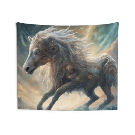 Majestic Myths Wall Art Decor | Mystical Glowing Mane Horse Tapestry | Sky Cloud Fantasy Game Room Hanging | Mythological Bed Room Gift