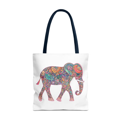 Elephant Gift Tote | Majestic Color Pattern Custom Grocery Bag | Animal Lovers Office Travel Carrier | Wild Safari Business Traveler