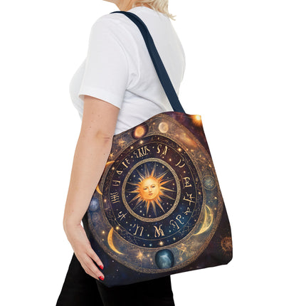 Moon Phases Tote Bag | Lunar Cycle Astronomy Wiccan Grocery Bag | Solstice Home Office Laptop Carrier | Solar System Travel Overnight Gift