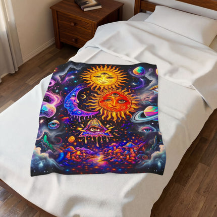MINDFUL EYES OF THE SUNS AND MOON Psychedelic Blanket