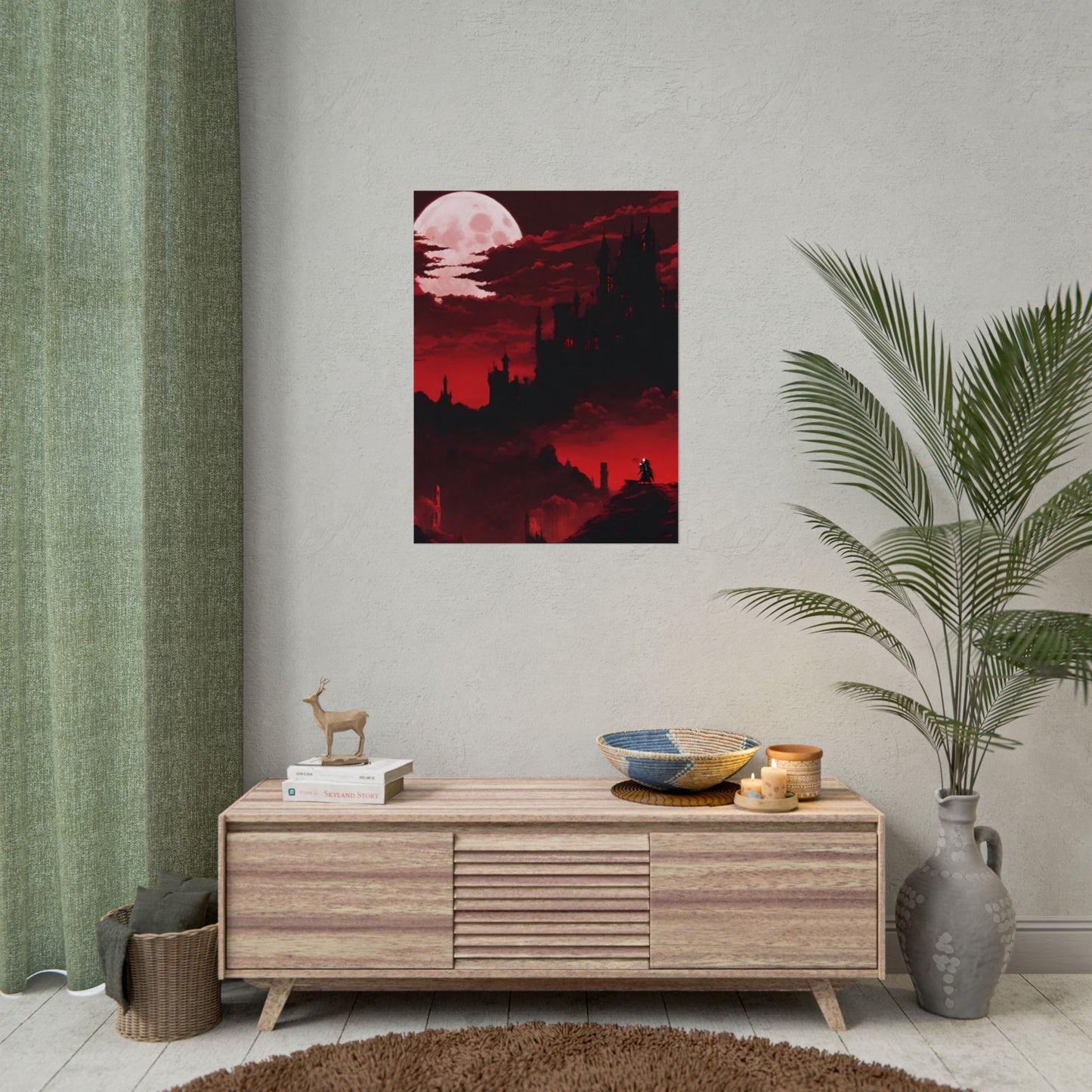 Castlevania Simon Belmont Video Game Room Inspired Wall Decor | The Cursed Night Begins Poster | Dracula Castle Vampire Night Wall Hanging