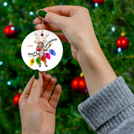 PERSONALIZED RUDOLPH Christmas Ceramic Ornament