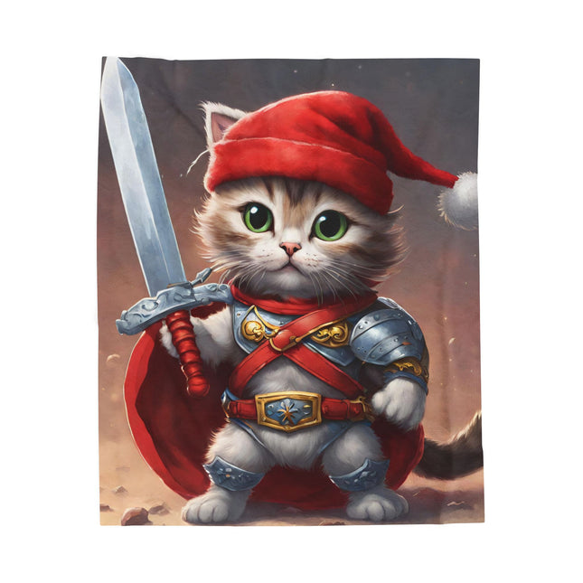 Christmas Blankets Kids Adults Blankets Velveteen Plush Blanket Cat Lovers Christmas Gift Santa Warrior Kitten Holiday Gift Cat Holiday Gift