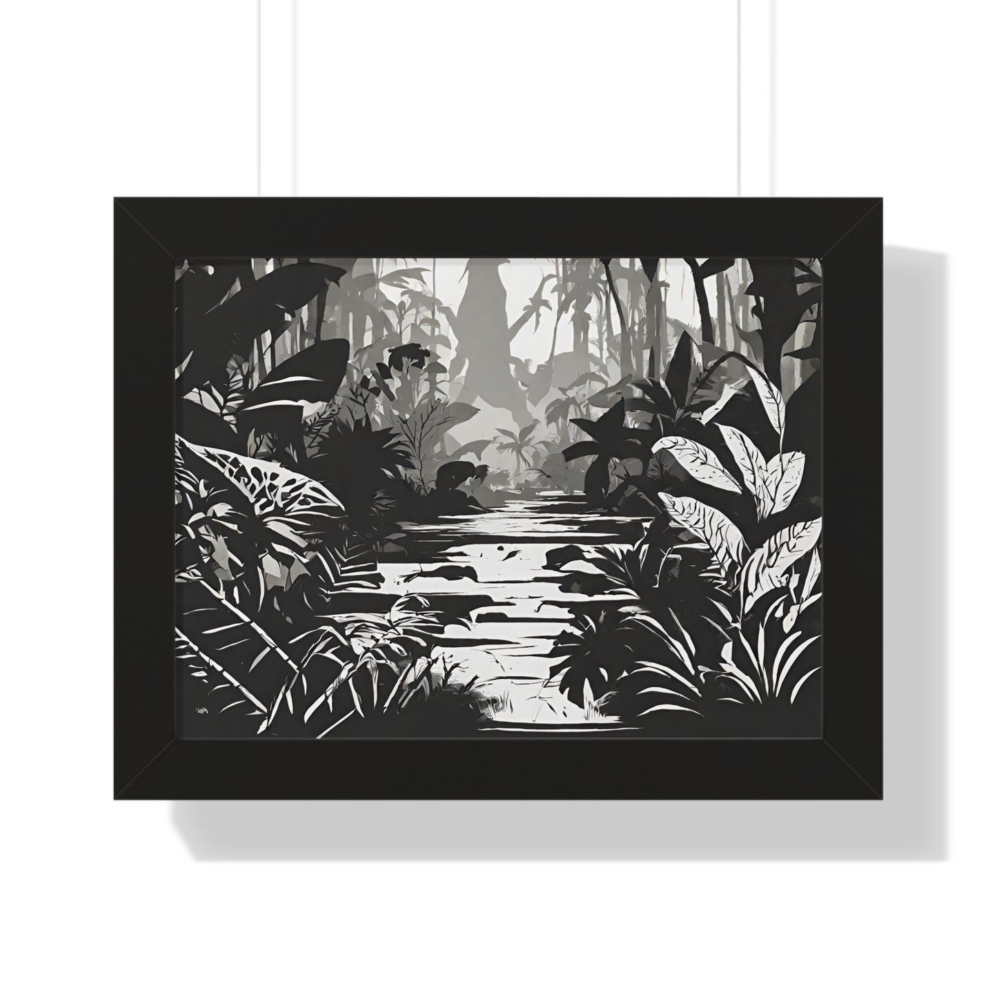 Wall Decor, Jungle Scene, Framed Wall Hanging, Black Shadow Print, Nature Scene Picture, Living Room Poster, Office Scenery
