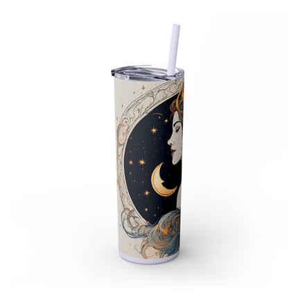 MOON GODDESS Skinny Tumbler - Celestial Astrology Beauty Night Sky Cup