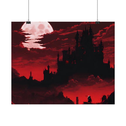 Castlevania Simon Belmont Video Game Room Inspired Wall Decor | The Cursed Night Begins Poster | Dracula Castle Vampire Night Wall Hanging