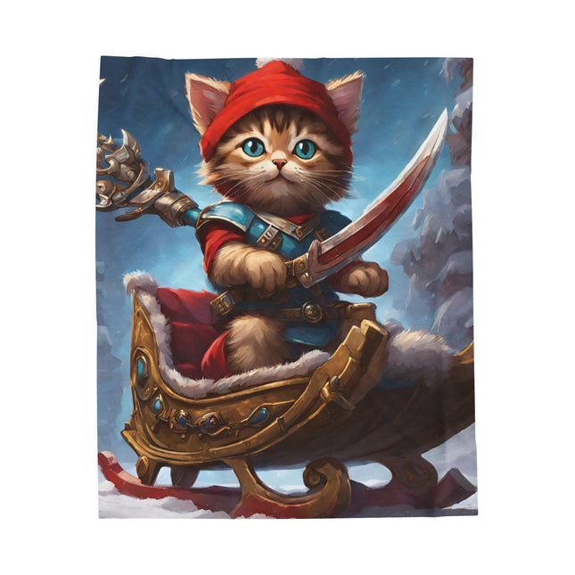 Christmas Blankets Kids Adults Blankets Velveteen Plush Blanket Cat Lovers Christmas Gift Santa Warrior Kitten Holiday Gift Cat Holiday Gift