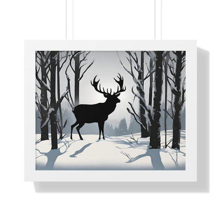 BIG BUCK WINTER SHADOW - Deer Hunter Framed Wall Art