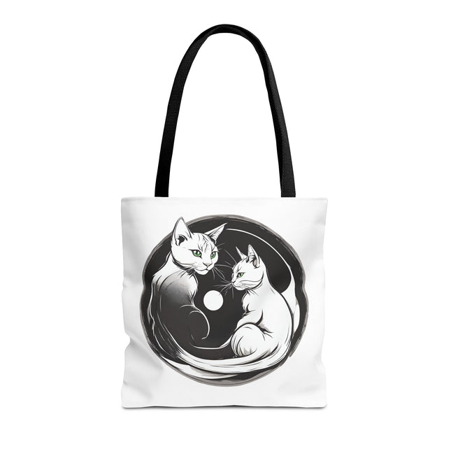 Cat Tote Bag | Moon Light Cats | Emerald Green Eyes Grocery Bag | Moonlit Mews Print Shopping Bag | Two Sided Office Carrier