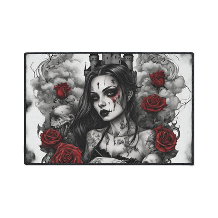 Withering Beauty Floor Mat, Rose Blossom Rug, Skull and Flowers Mat, Cloud Castle Rug