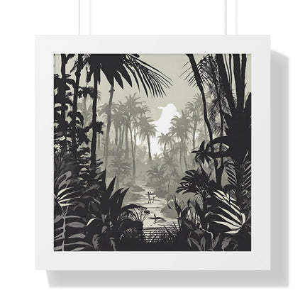 Wall Decor, Jungle Scene, Framed Wall Hanging, Black Shadow Print, Nature Scene Picture, Living Room Poster, Office Scenery
