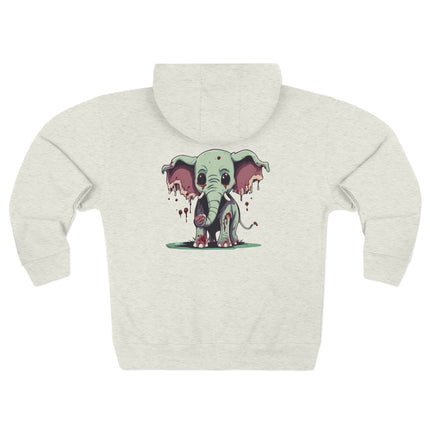 Gift Hoodie | ZombElephants Zombie Elephant Zip Jacket | Cute Anime Animal Coat | Living Dead Wacky Packages Style Wear