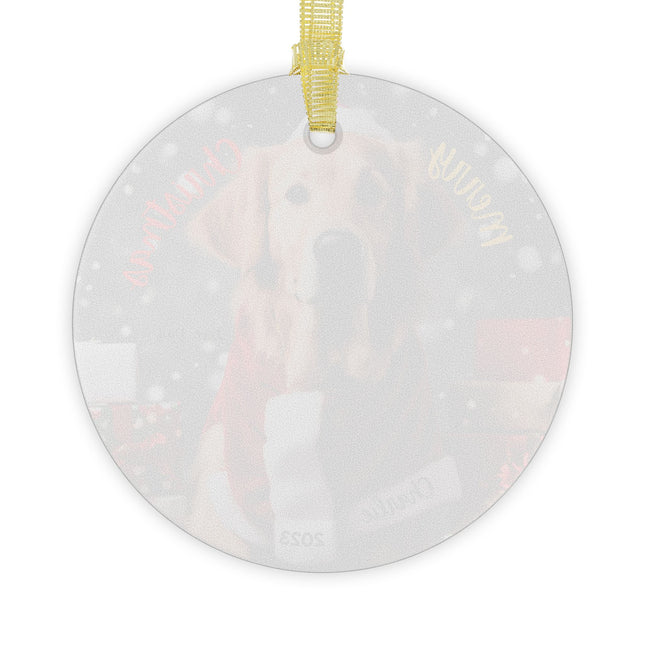 PERSONALIZED GOLDEN RETRIEVER Christmas Glass Ornament