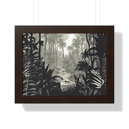 Wall Decor, Jungle Scene, Framed Wall Hanging, Black Shadow Print, Nature Scene Picture, Living Room Poster, Office Scenery