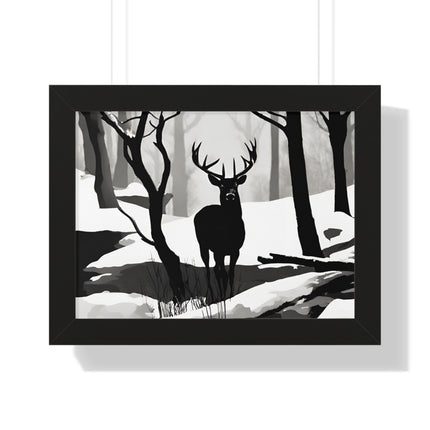 SNOWY CREEK BIG BUCK - Deer Hunter Winter Shadow Framed Wall Art