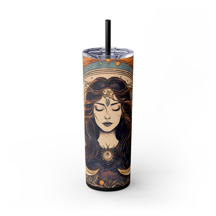 SUN & MOON GODDESS Skinny Tumbler - Lunar Astronomy Wiccan Dreams Cup