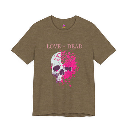 LOVE IS DEAD Skull and Hearts Hopeless Romantic T-Shirt - Dark Gothic Romance Tee