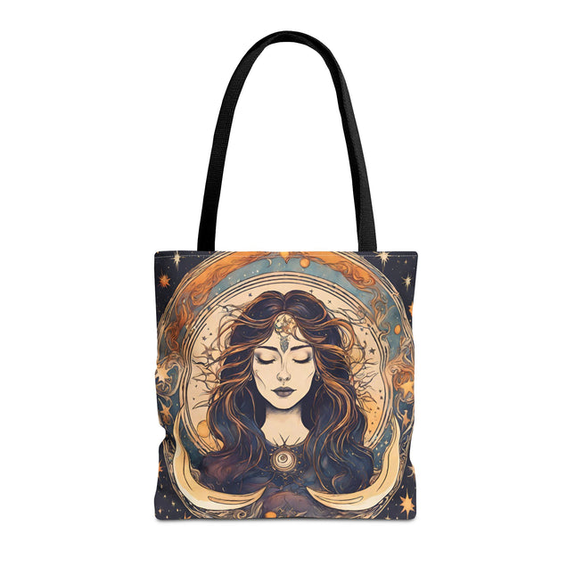 Sun & Moon Goddess Tote | Lunar Stars and Space Astronomy Grocery Bag | Wiccan Dreams Office Laptop Book Carrier | Solar System Travel Gift