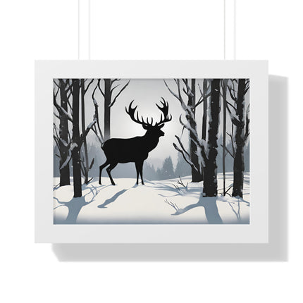 BIG BUCK WINTER SHADOW - Deer Hunter Framed Wall Art
