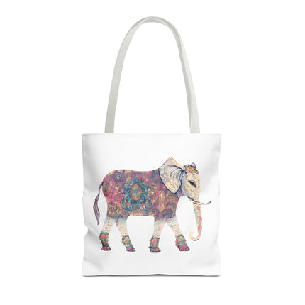 Elephant Lovers Tote | Majestic Color Pattern Custom Grocery Bag | Animal Gift Office Travel Carrier | Wild Woodland Business Traveler