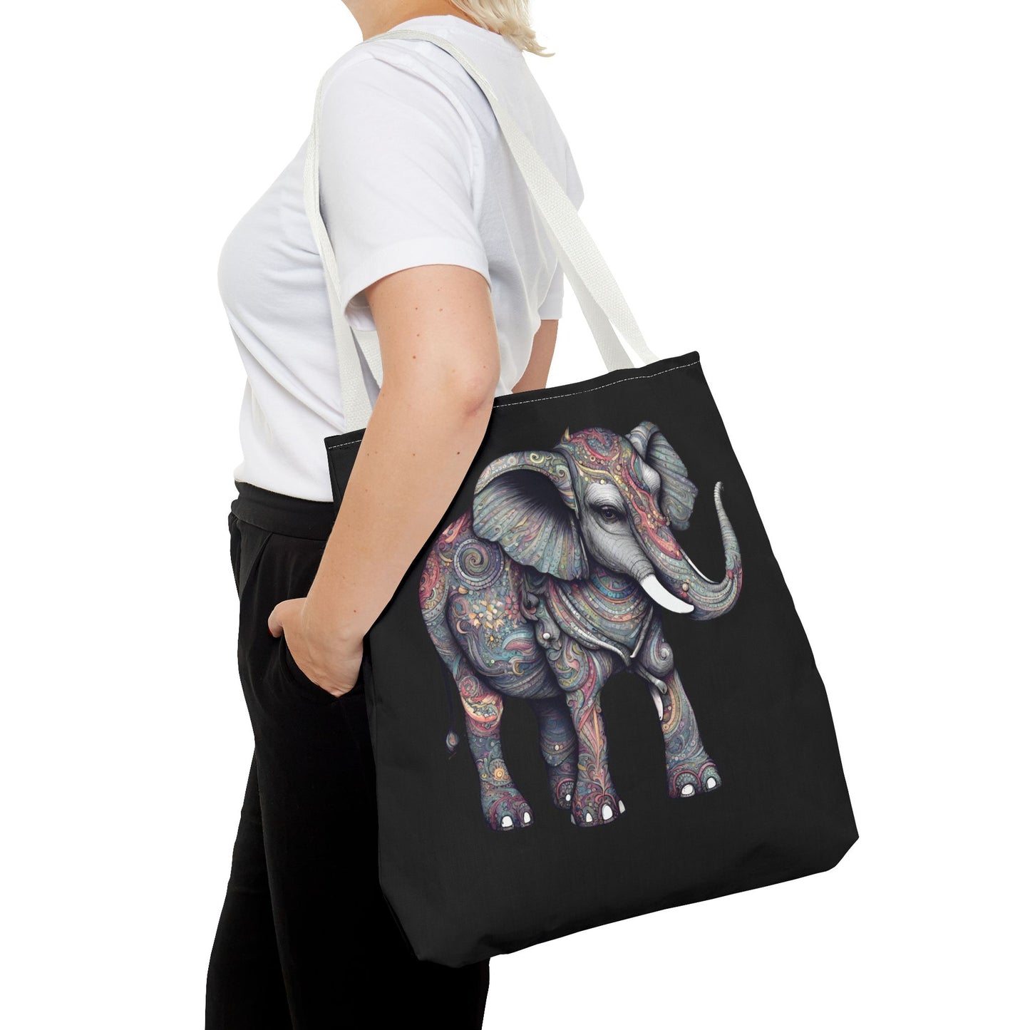Personalized Elephant Gift Tote | Majestic Custom Grocery Bag | Animal Lovers Office Travel Carrier | Wild Kingdom Business Traveler