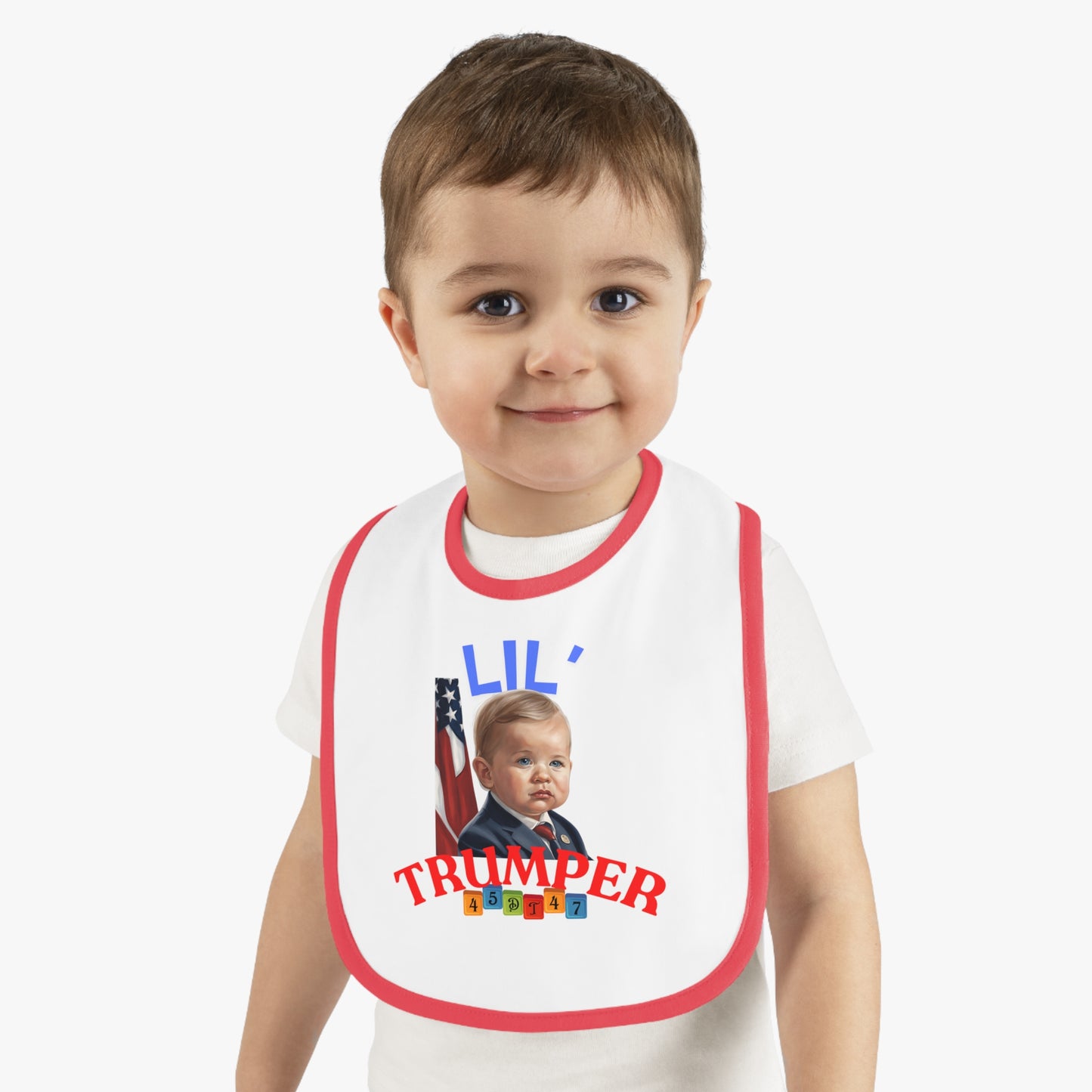 Baby Bib, Lil Trumper Trump Supporter Cotton Bib, Baby Gift, Gender Neutral Baby Shower, Newborn Gift, Infant Feeding, Baby Accessories