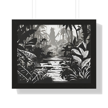 Wall Decor, Jungle Scene, Framed Wall Hanging, Black Shadow Print, Nature Scene Picture, Living Room Poster, Office Scenery