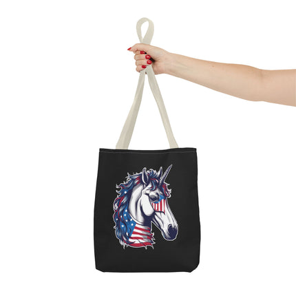 Patriotic Unicorn Gift Tote | American Flag Election Grocery Bag | United States Flag Freedom Lovers Office Travel Carrier | Patriot Sack
