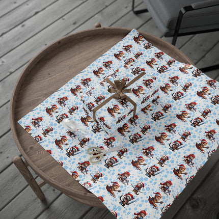 Christmas Wrapping Paper Kitten Warriors Snow Cats White Blue Red Santa Hats Snowflakes Presents Gift Wrap Holiday Gift Wrap Roll