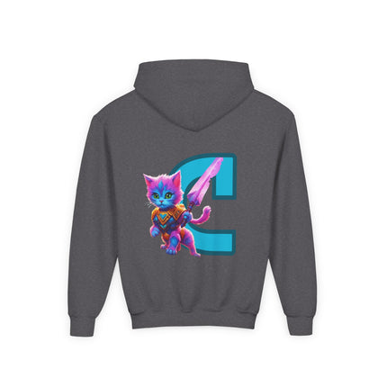 CUSTOM Letter C PERSONALIZED Centaur Warrior Cat Girls Hoodie Sweatshirt (ADD NAME TO FRONT)