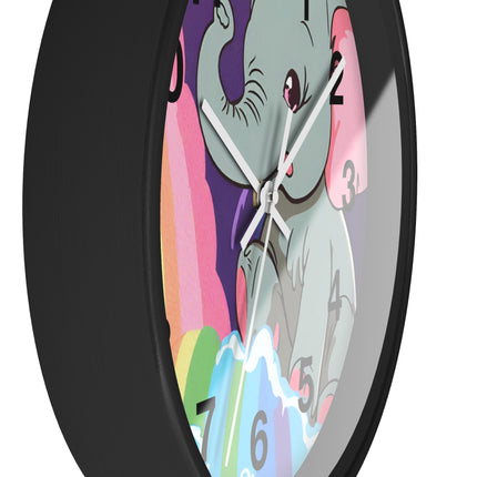 RAINBOW FALLS ELEPHANT Wall Clock - Kids Room Nursery Animal Decor