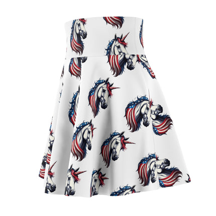 Patriotic Unicorn Skater Skirt | United States America Freedom Election Voter Summer Fall Wear | Patriot Loving American Veteran Womens Gift