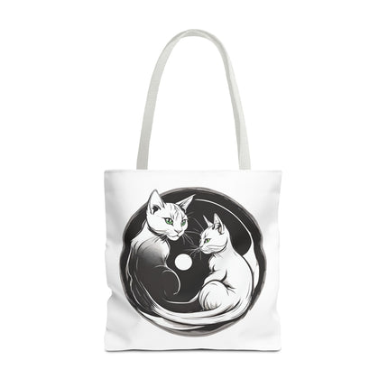 Cat Tote Bag | Moon Light Cats | Emerald Green Eyes Grocery Bag | Moonlit Mews Print Shopping Bag | Two Sided Office Carrier