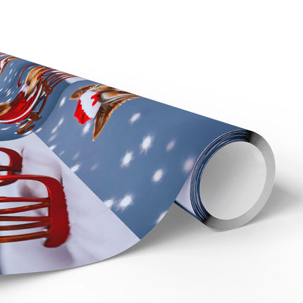 Dog Christmas Wrapping Paper Yorkshire Terrier, Santa Suit and Sled Yorkie Gift Wrap, Holiday Gift Wrap Roll