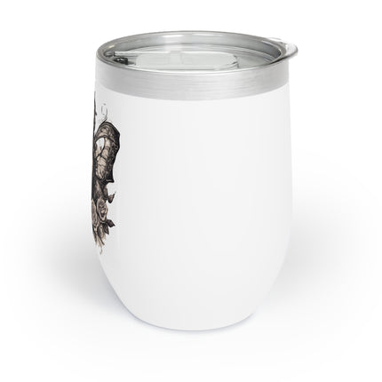 GOTHIC WESTERN ROSE BUTTERFLY BEAUTY Wine Tumbler - Tattooed Mystical Bar Keep Cooler