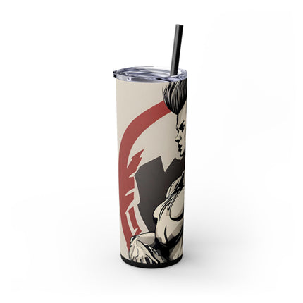FUTURISTIC CYBER PUNK Skinny Tumbler - Sexy Cyborg Leather Clad Spike Mohawk Girl Insulated Cup
