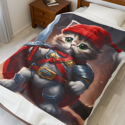 Christmas Blankets Kids Adults Blankets Velveteen Plush Blanket Cat Lovers Christmas Gift Santa Warrior Kitten Holiday Gift Cat Holiday Gift